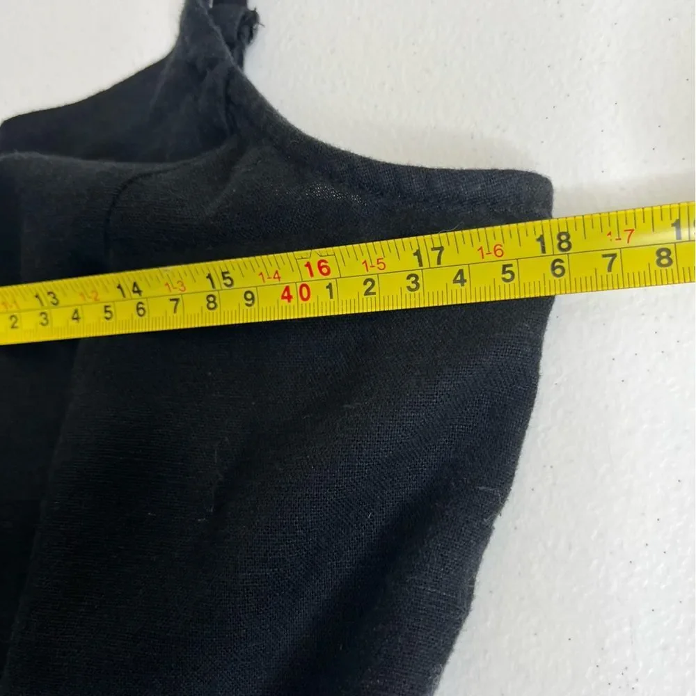 Old Navy Linen Rayon Black Jack Romper Overall Cropped Smocked Back Women Small - Picture 11 of 15